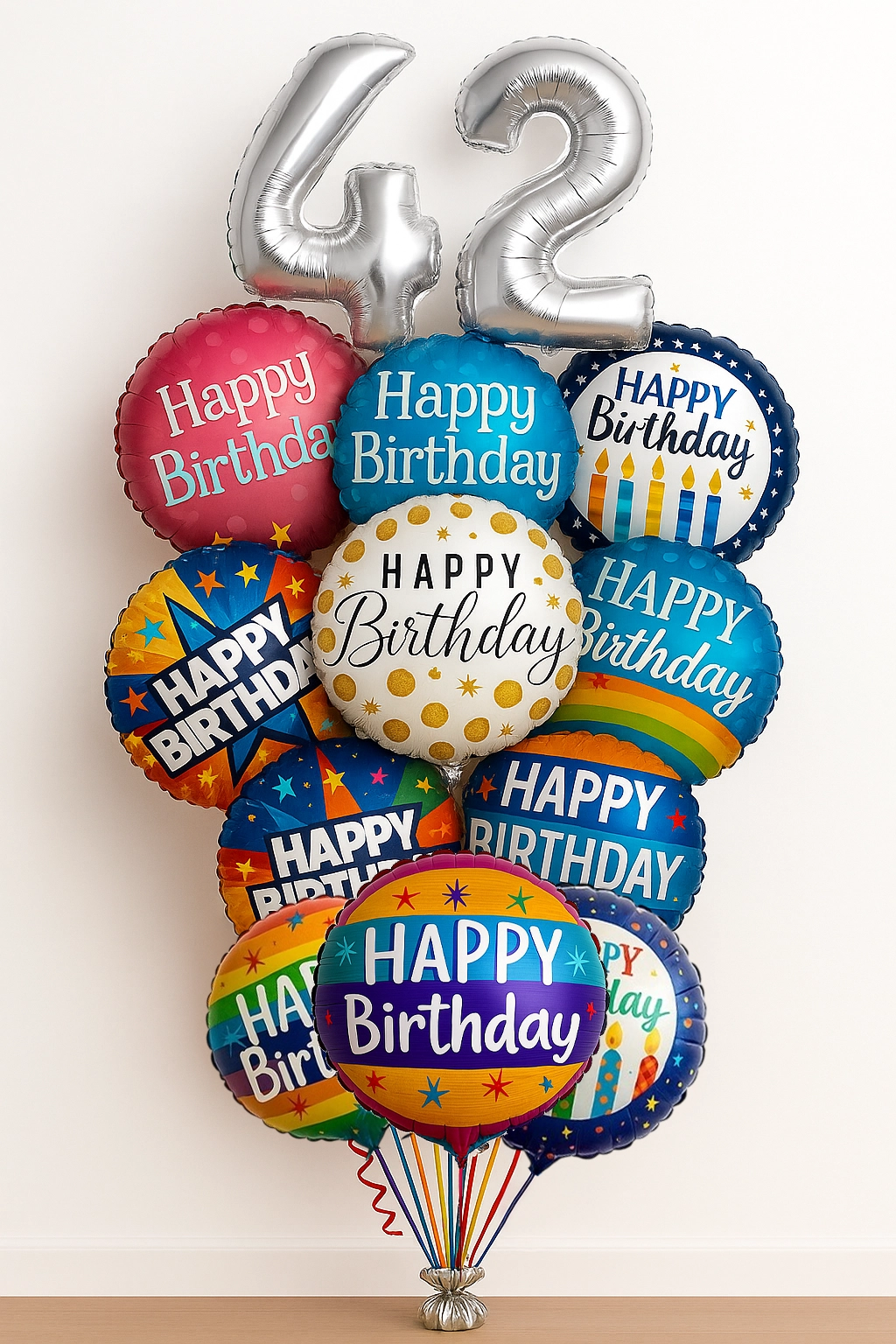 Custom 2 Number Birthday Balloon Bouquet 13 Foils Balloon