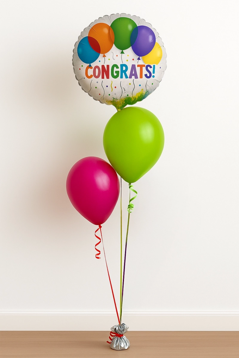 Congrats Balloon Bouquet 2 Latex, 1 Foil Balloon