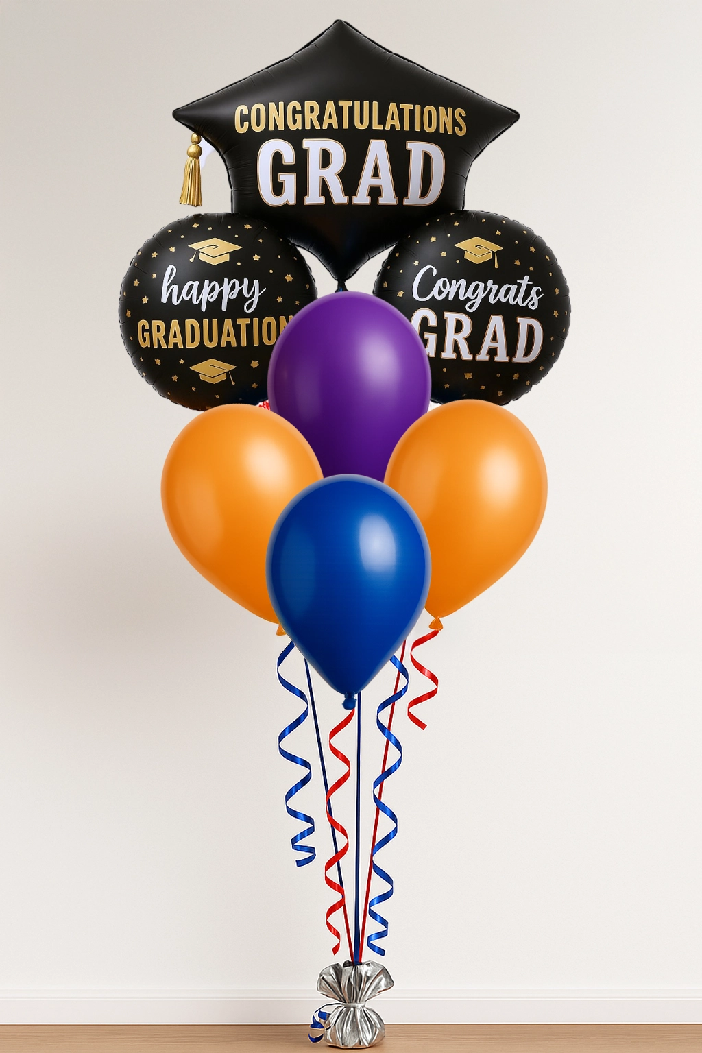 Graduation Balloon Bouquet 4 Latex, 3 Foils Balloon