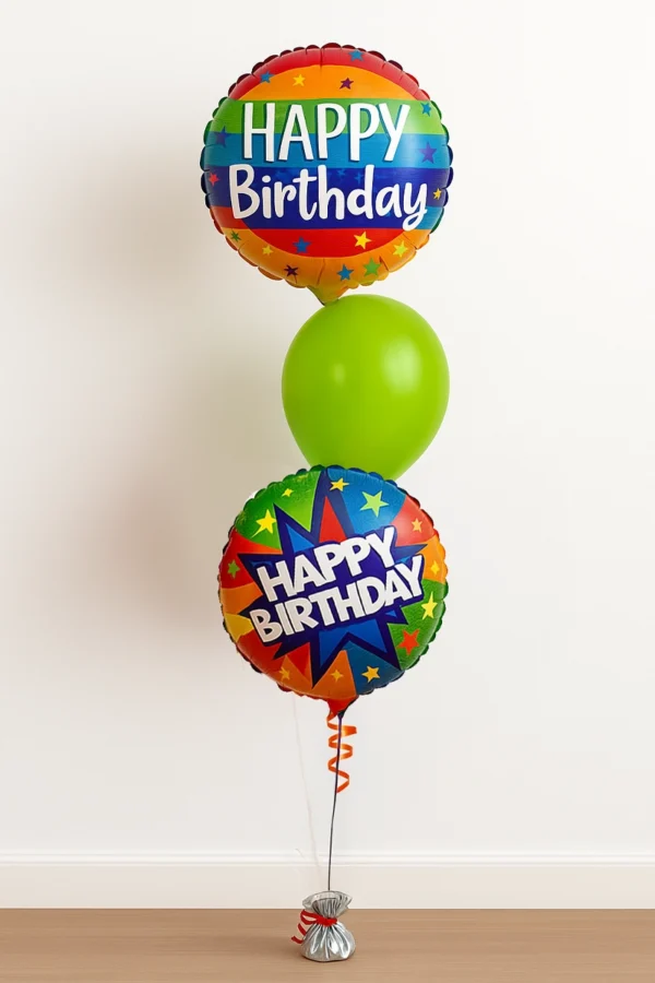 Happy Birthday Balloon Bouquet 1 Latex, 2 Foils Balloon