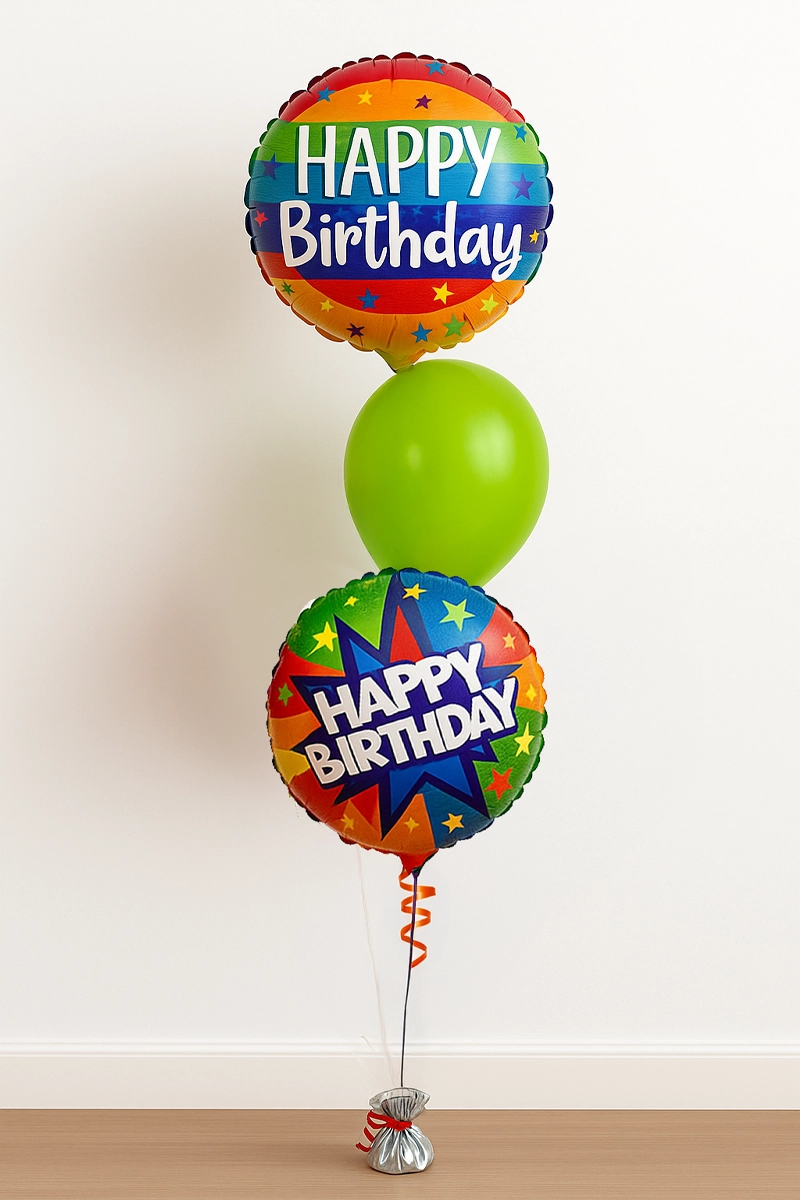 Happy Birthday Balloon Bouquet 1 Latex, 2 Foils Balloon