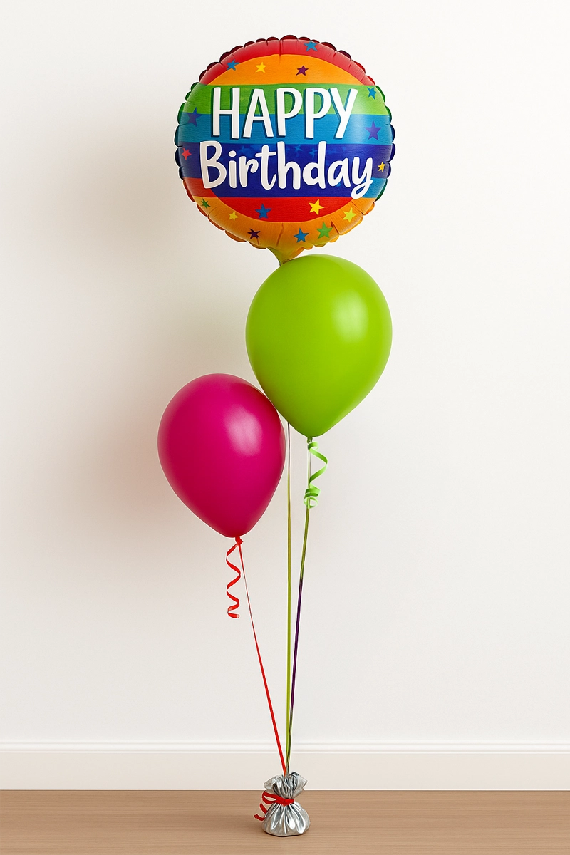 Happy Birthday Balloon Bouquet 2 Latex, 1 Foil Balloon