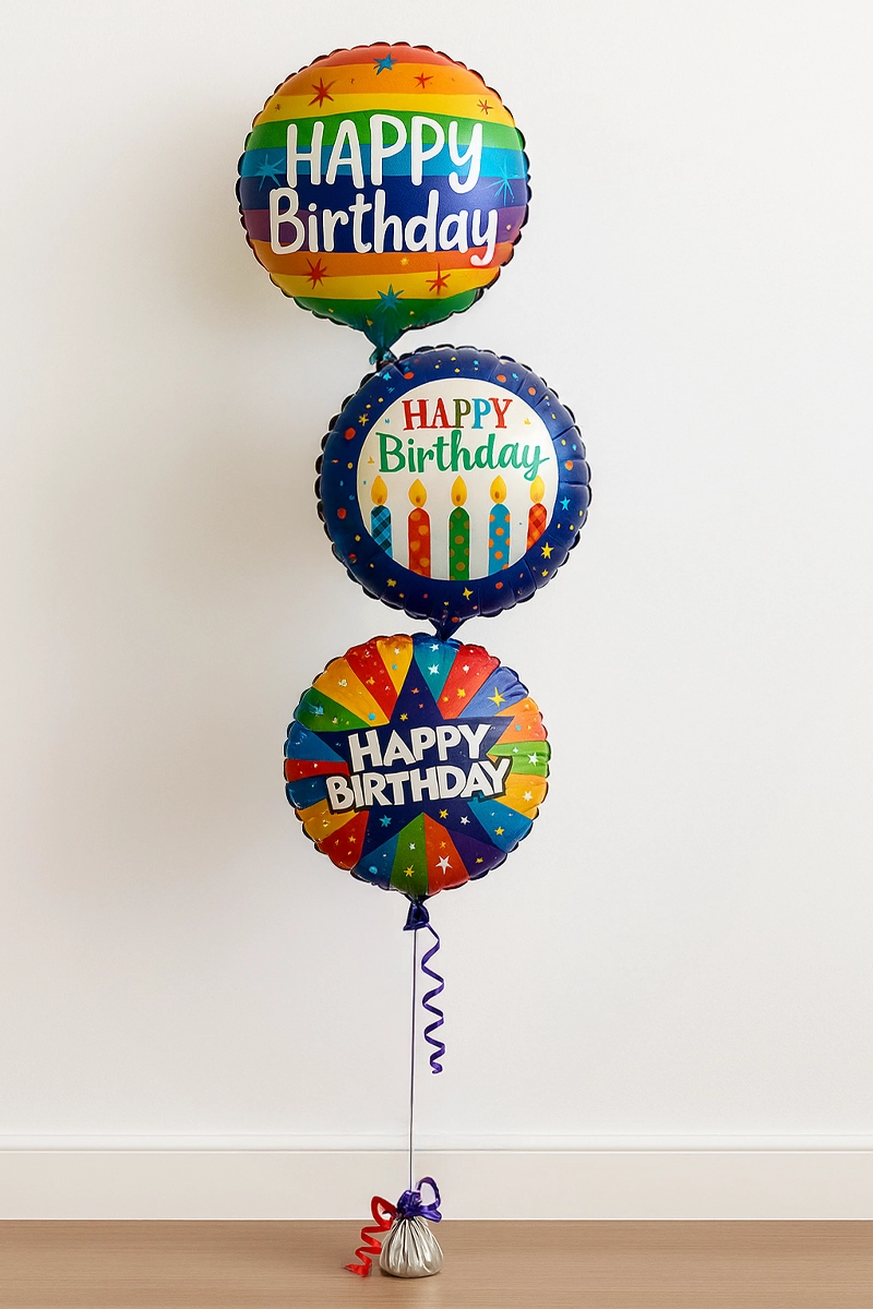 Happy Birthday Balloon Bouquet 3 Foils Balloon