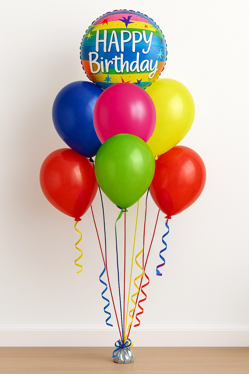 Happy Birthday Balloon Bouquet 6 Latex, 1 Foil Balloon