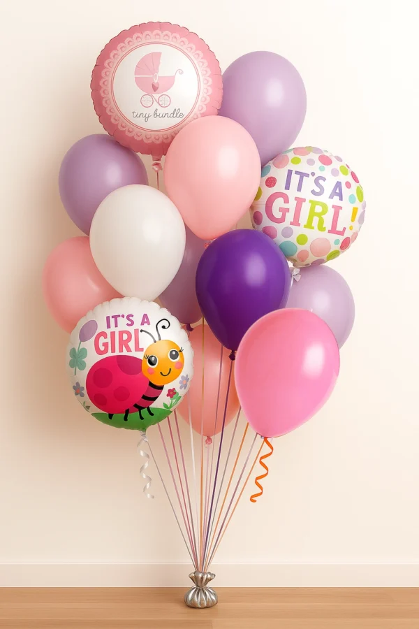It’s A Girl Balloon Bouquet 10 Latex, 3 Foils Balloon