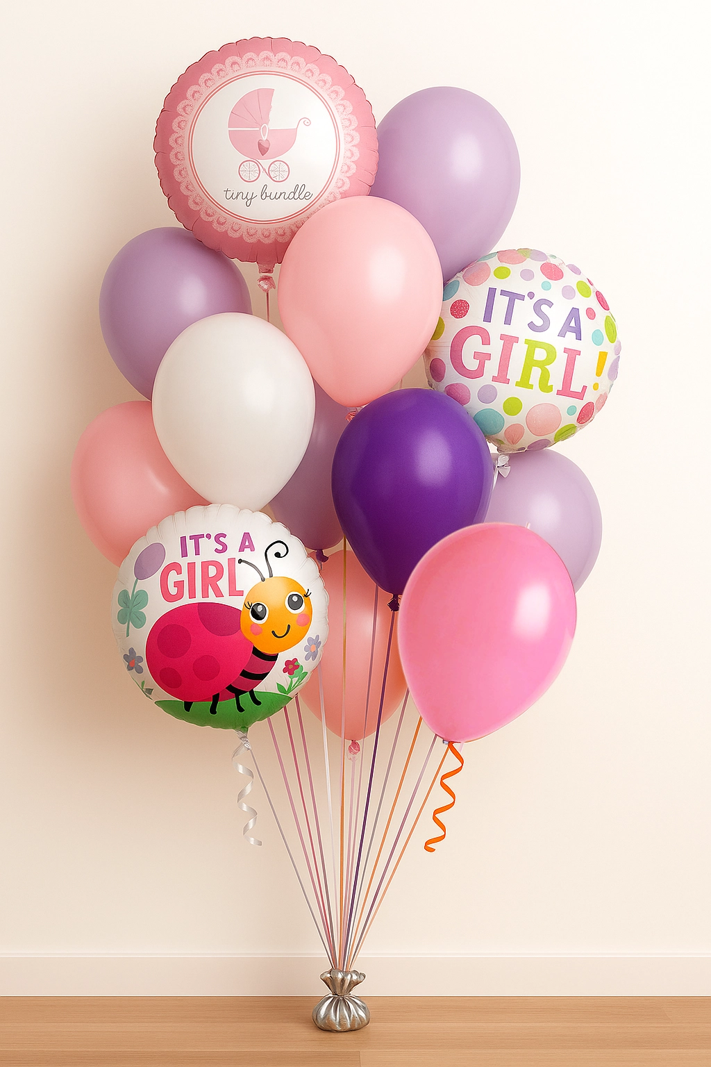 It’s A Girl Balloon Bouquet 10 Latex, 3 Foils Balloon