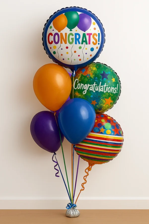 Congrats Balloon Bouquet 4 Latex, 3 Foils