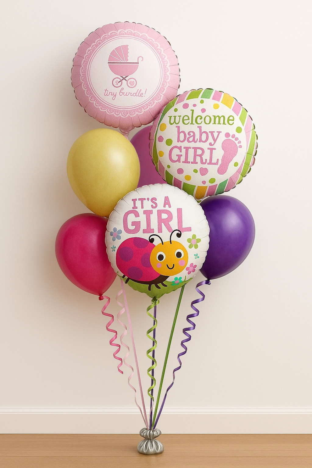 It’s A Girl Balloon Bouquet 4 Latex, 3 Foils Balloon