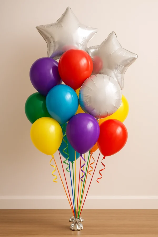 Decorative Balloon Bouquet 10 Latex 2 Star Foil 1 Round Foil GEN