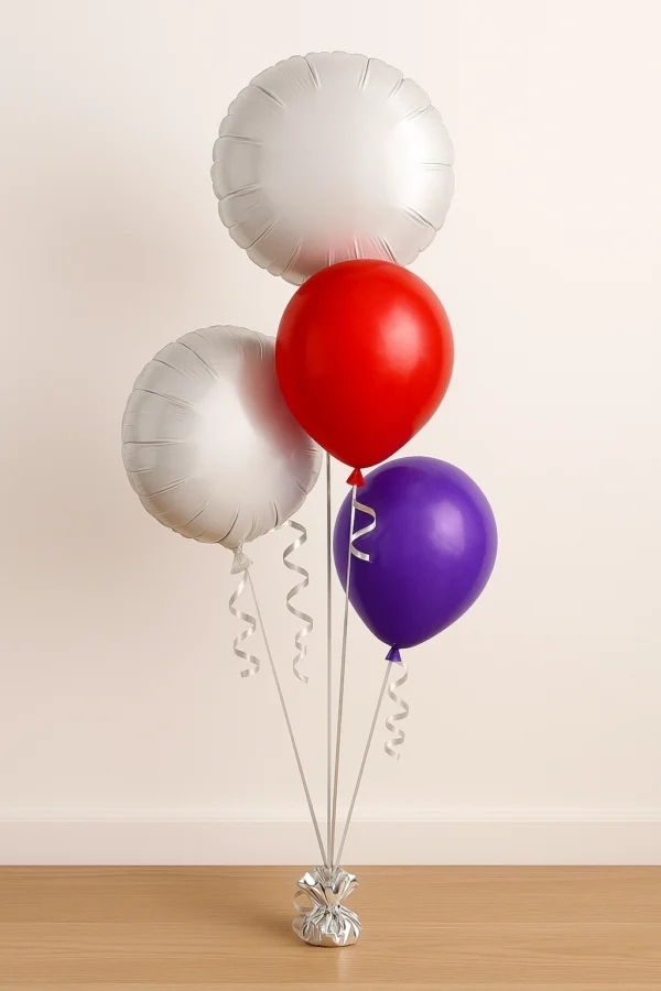 Decorative Centerpiece 2 Latex, 2 Round Foil Balloon