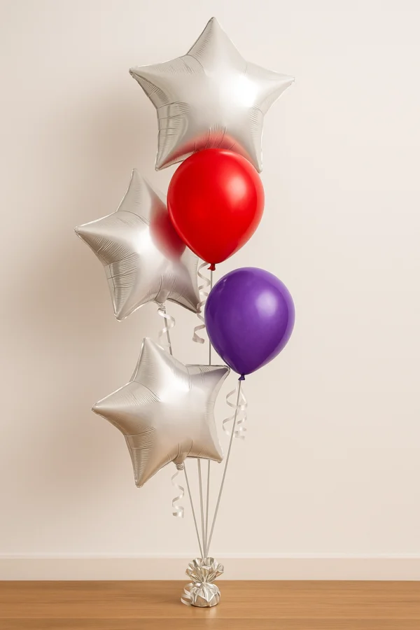 Decorative Centerpiece 2 Latex, 3 Star Foil Balloon