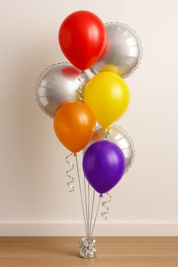 Decorative Centerpiece 4 Latex, 3 Round Foils Balloon