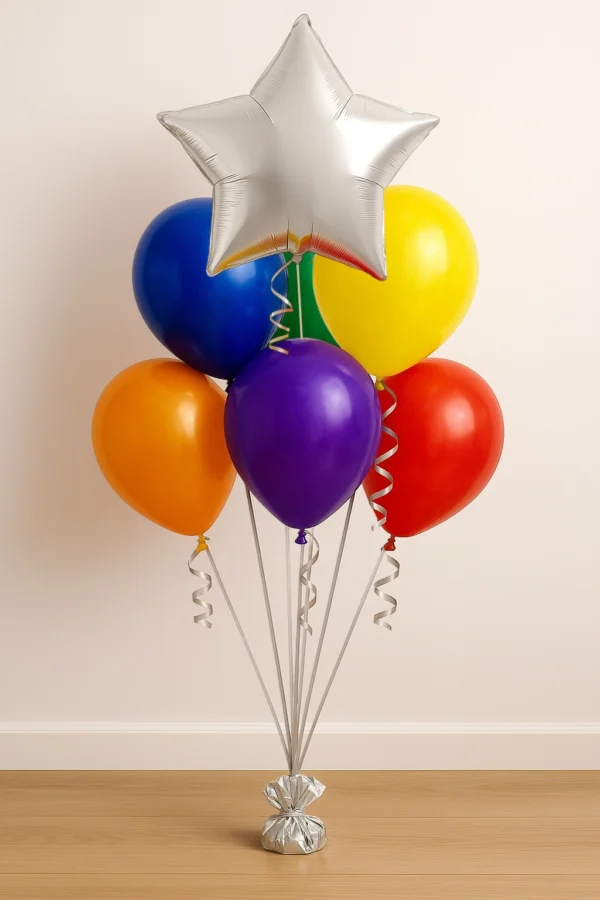 Decorative Centerpiece 6 Latex, 1 Star Foil Balloon