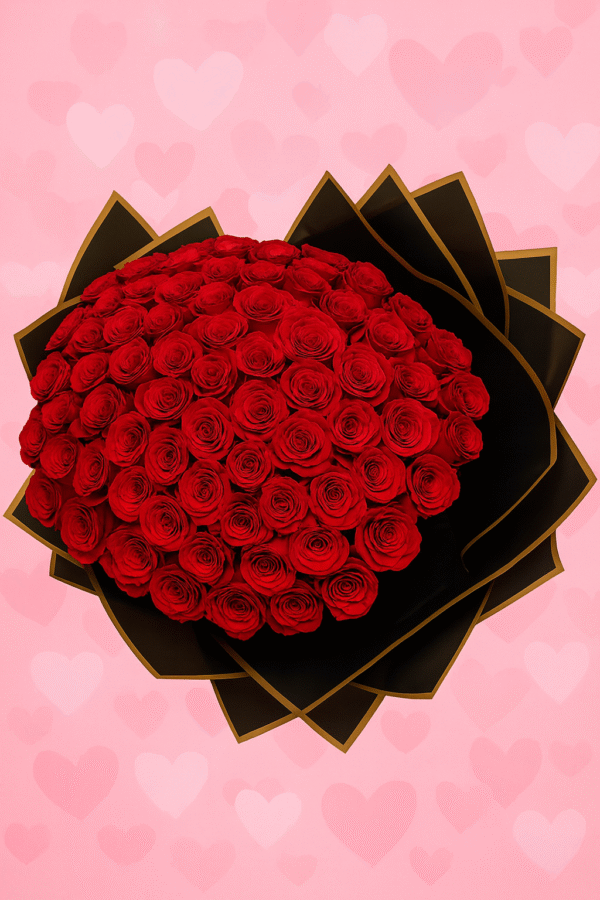 75 Roses with Personalized Banner and Foil Balloon